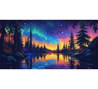 Aurora Pintar Por Numeros Adultos NiñOs Kits, Árboles Pintura Por NúMeros Kit Completo De Cuadro Sobre Lienzo Con Pintura Acrilica, Decoracion Hogar Para SalóN, Dormitorio, Sin Marco 100x200cm U-464