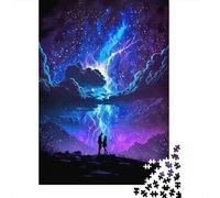 Aurora Sky Rompecabezas Couple Silhouette 1000 Piezas de Papel Reciclado para Mujeres y Hombres Difícil y Desafiante 38x26cm/1000pcs