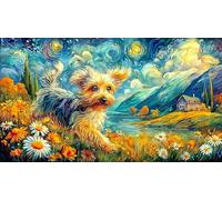 Aurora sobre un Perro y una cabaña nevados Puzzle de 1000 Piezas de Papel Reciclado para Adultos - DesaFío edugatoivo & Decoración de Pared 38x26/1000pcs