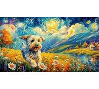 Aurora sobre un Perro y una cabaña nevados Puzzle de 1000 Piezas - Papel Reciclado Juego edugatoivo & Relajación Regalo para Adultos y niños 75x50/1000pcs