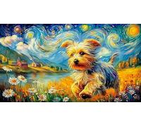 Aurora sobre un Perro y una cabaña nevados Puzzle de 1000 Piezas para Adultos - Idea Decoración de Pared Actividad para casa 75x50/1000pcs
