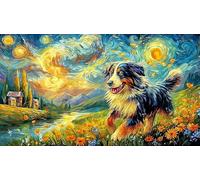 Aurora sobre un Perro y una cabaña nevados Puzzle de 1000 Piezas para Adultos y niños - Juego Familiar Divertido & Estimulante Idea 38x52/1000pcs