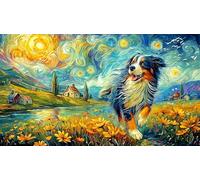 Aurora sobre un Perro y una cabaña nevados Puzzle de 1000 Piezas para niños - Juego Divertido & Estimulante para Adultos y Familia 38x52/1000pcs