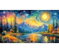 Aurora sobre un río de montaña al anochecer Puzzle de 1000 Piezas - Juego diFícil de Papel Reciclado Actividad para casa Regalo 38x26/1000pcs