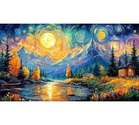 Aurora sobre un río de montaña al anochecer Puzzle de 1000 Piezas - Juego diFícil de Papel Reciclado Actividad para casa Regalo 38x26/1000pcs