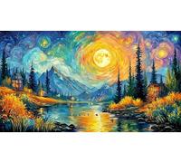 Aurora sobre un río de montaña al anochecer Puzzle de 1000 Piezas para Adultos - Juego Familiar diFícil & Estimulante Actividad para casa 75x50/1000pcs