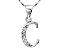 Aurora Tears 925 Astilla esterlina Collar de Letra C Colgante Inicial con el Alfabeto C y joyería de circonio cúbico Que Data Regalos para Mujeres DP0045C