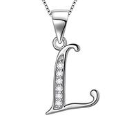 Aurora Tears 925 Astilla esterlina Collar de Letra L Colgante Inicial con el Alfabeto L y joyería de circonio cúbico Que Data Regalos para Mujeres DP0045L