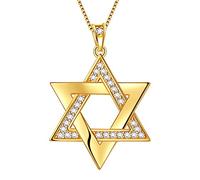 Aurora Tears 925 Sterling Silver Star of David Necklace Tree of Life Pendant Jewish Jewelry Religious Judaica Gifts for Women