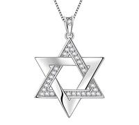 Aurora Tears 925 Sterling Silver Star of David Necklace Tree of Life Pendant Jewish Jewelry Religious Judaica Gifts for Women