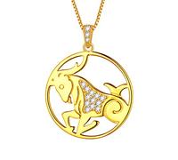 Aurora Tears Colgante de plata de ley 925 con colgante del zodiaco de 12 constelaciones redondas, horóscopo, chapado en oro, joyería de regalo para mujeres y niñas, Cristal