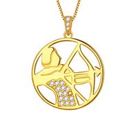 Aurora Tears Colgante de plata de ley 925 con colgante del zodiaco de 12 constelaciones redondas, horóscopo, chapado en oro, joyería de regalo para mujeres y niñas, Cristal