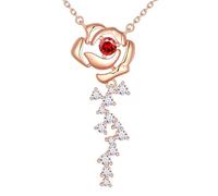 Aurora Tears Collar con diseño de rosas, plata de ley 9 y 25, elegante colgante de circonita cúbica blanca y roja, joyería para mujer DP0387, talla única, Plata, Circonia cúbica