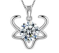 Aurora Tears Collar de Tauro Plata de Ley 925 12 Zodiaco Colgante Constelación Abril Birthstone Collar CZ Horóscopo Joyas Regalo para Mujeres y niñas DP0134J