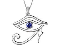 Aurora Tears Collar egipcio de ojo de Horus de plata de ley 925 con colgante de mal de ojo para hombres y mujeres DP0295W, 2 7 3cm, Cristal