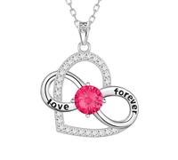 Aurora Tears Collares de corazón de plata de ley 9 & # 821225 con colgante de símbolo de infinito con corte de fuegos artificiales, joyería de piedra natal para mujer DP0394, talla única, Plata