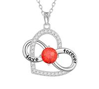 Aurora Tears Collares de corazón de plata de ley 9 & # 821225 con colgante de símbolo de infinito con corte de fuegos artificiales, joyería de piedra natal para mujer DP0394, talla única, Plata