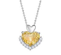 Aurora Tears CP0002 - Collar con colgante de corazón chapado en plata con piedra natal de corte rosa, joyería elegante para mujer, One size, Metal, Circonita cúbica