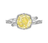 Aurora Tears DR0163 - Anillos ajustables de plata de ley 925 con piedra natal de color rosa, anillo abierto con circonita cúbica de corte rosa, regalos para mujeres y hombres, Plata, Zirconia cúbica