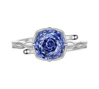 Aurora Tears DR0163 - Anillos ajustables de plata de ley 925 con piedra natal de color rosa, anillo abierto con circonita cúbica de corte rosa, regalos para mujeres y hombres, Plata, Zirconia cúbica