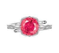 Aurora Tears DR0163 - Anillos ajustables de plata de ley 925 con piedra natal de color rosa, anillo abierto con circonita cúbica de corte rosa, regalos para mujeres y hombres, Plata, Zirconia cúbica