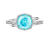 Aurora Tears DR0163 - Anillos ajustables de plata de ley 925 con piedra natal de color rosa, anillo abierto con circonita cúbica de corte rosa, regalos para mujeres y hombres, Plata, Zirconia cúbica