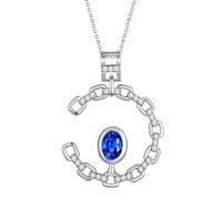 Aurora Tears Elegante collar de cadena de cristal en forma de C con colgante de piedra natal, chapado en plata, joyería de moda para mujer CP0003, One size, Metal, Circonita cúbica