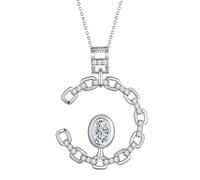 Aurora Tears Elegante collar de cadena de cristal en forma de C con colgante de piedra natal, chapado en plata, joyería de moda para mujer CP0003, One size, Metal, Circonita cúbica