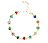 Aurora Tears Elegante collar de cristal de corazón, cadena de eslabones de piedras preciosas multicolor, chapado en plata, diseño de corazón, joyería para mujer, One size, Cobre, Circonita cúbica