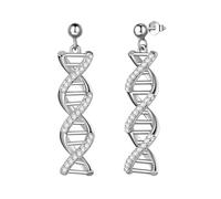 Aurora Tears Infinity Spiral DNA Double Helix Química Ciencia Collares Pendientes Anillos Set 925 Plata de Ley Biología Molécula Colgante Joyería Set, one size, Metal, Circonita cúbica