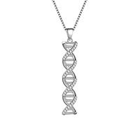 Aurora Tears Infinity Spiral DNA Double Helix Química Ciencia Collares Pendientes Anillos Set 925 Plata de Ley Biología Molécula Colgante Joyería Set, Cristal, Circonia cúbica