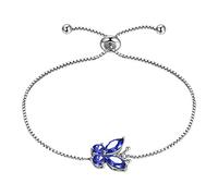 Aurora Tears Juego de collar, pendientes, anillos, pulseras de plata de ley 925 con diseño de mariposa, joyería de animales, regalo para mujeres y niñas, 15.5 centimeters, Circonia cúbica, Circonita