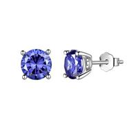 Aurora Tears Pendientes de tuerca de plata de ley 925 con piedra natal, joyería de regalo para mujeres y hombres DE0214, One size, Metal, Circonita cúbica