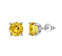 Aurora Tears Pendientes de tuerca de plata de ley 925 con piedra natal, joyería de regalo para mujeres y hombres DE0214, One size, Metal, Circonita cúbica
