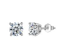 Aurora Tears Pendientes de tuerca de plata de ley 925 con piedra natal, joyería de regalo para mujeres y hombres DE0214, One size, Metal, Circonita cúbica