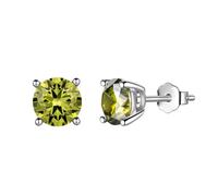 Aurora Tears Pendientes de tuerca de plata de ley 925 con piedra natal, joyería de regalo para mujeres y hombres DE0214, One size, Metal, Circonita cúbica
