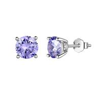 Aurora Tears Pendientes de tuerca de plata de ley 925 con piedra natal, joyería de regalo para mujeres y hombres DE0214, One size, Metal, Circonita cúbica
