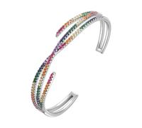 Aurora Tears Pulsera ajustable de cristal arcoíris de lujo AA con circonita cúbica multicolor, joyería de moda para mujer CB0001, One Size, Metal, Circonita cúbica