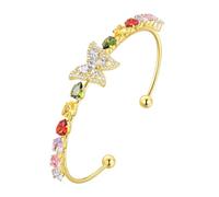 Aurora Tears Pulsera ajustable de mariposa con circonita de color plata/oro de 18 quilates con joyas de cristal CB0012, One Size, Metal, Circonita cúbica