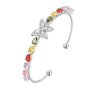 Aurora Tears Pulsera ajustable de mariposa con circonita de color plata/oro de 18 quilates con joyas de cristal CB0012, One Size, Metal, Circonita cúbica