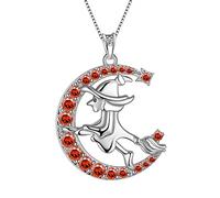 Aurora Tears Sombrero de bruja, cadena fantasma, joyería de luna, plata de ley 925, bonito sombrero de bruja fantasma con piedra natal, Halloween, cosplay, DP0338, Zirconia cúbica