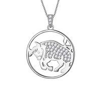 Aurora Tears Tauro Collar Plata de Ley 925 12 Zodiaco Colgante Constelación Collares CZ Horóscopo Regalo de la Joyería para Mujeres y Niñas DP0111J
