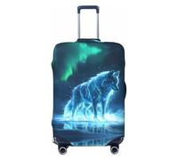 Aurora Wolf Frozen Lake Fundas de equipaje de viaje, fundas elásticas para maleta, protector para equipaje de 18 a 32 pulgadas, Black, L