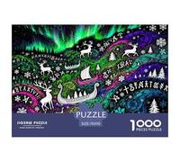 Aurora y runas nórdicas Puzzle De Madera Impermeable Puzzles De 1000 Piezas para Adultos Imposible Rompecabezas Juegos Desafiantes