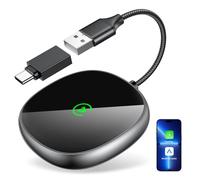 AuroraLink Adaptador inalámbrico CarPlay 2025 para Apple Car Play, adaptador inalámbrico Android Auto conexión WiFi rápida, sin latencia, USB Dongle Convertir con cable a inalámbrico para iPhone
