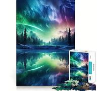 Auroras boreales Montañas Rompecabezas de 1000 Piezas para Adultos Regalos Juego de ingenio Ocio Diversión Calidad Edge Precioso Regalo (38x26cm)