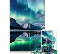 Auroras Boreales Montañas Rompecabezas de 1000 Piezas para Adultos Regalos para Mejorar la Memoria y Relajarse mentalmente Corte Premium Sorpresa cálida (50x75cm)