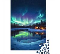 Auroras Boreales Puzzle de 1000 Piezas Papel para Adultos Paisaje Nocturno Invernal Juego de Puzzle 1000 Piezas Relajación Hogar Regalo 52x38cm/1000pcs