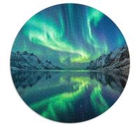 Auroras Boreales Puzzle de 1000 Piezas Puzzle para Adultos Redondo Papel Noche Polar Naturaleza