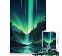 Auroras Cascada Brillante, Rompecabezas de 1000 Piezas para Adultos, Rompecabezas Cognitivo, Memoria, Escape Serenísimo, Arte de Corte Exacto, (38X26CM)